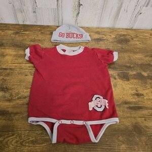 3/$15 Kid Athlete Ohio State Baby Bodysuit and Hat Set Size 24 Months